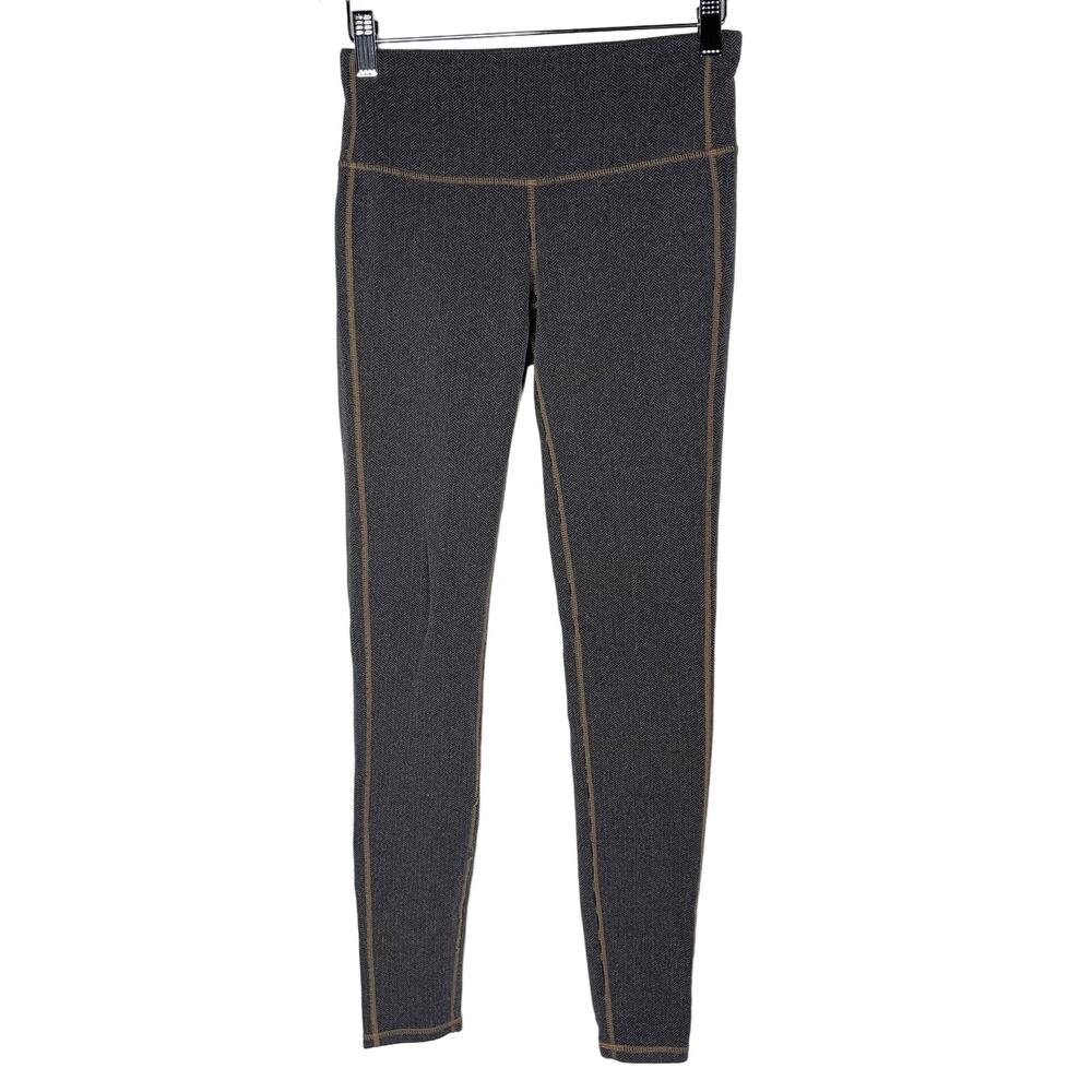 Athleta Small S Gray Black Herringbone Chaturanga Tight Leggings Workout Yoga